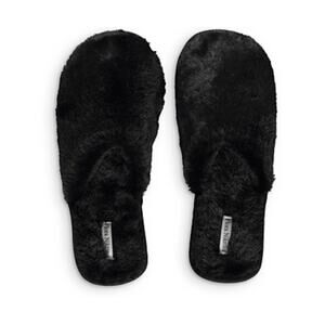 Brand New Flora Nikrooz Women's Size Small Black Plush Slippers